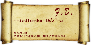 Friedlender Dóra névjegykártya